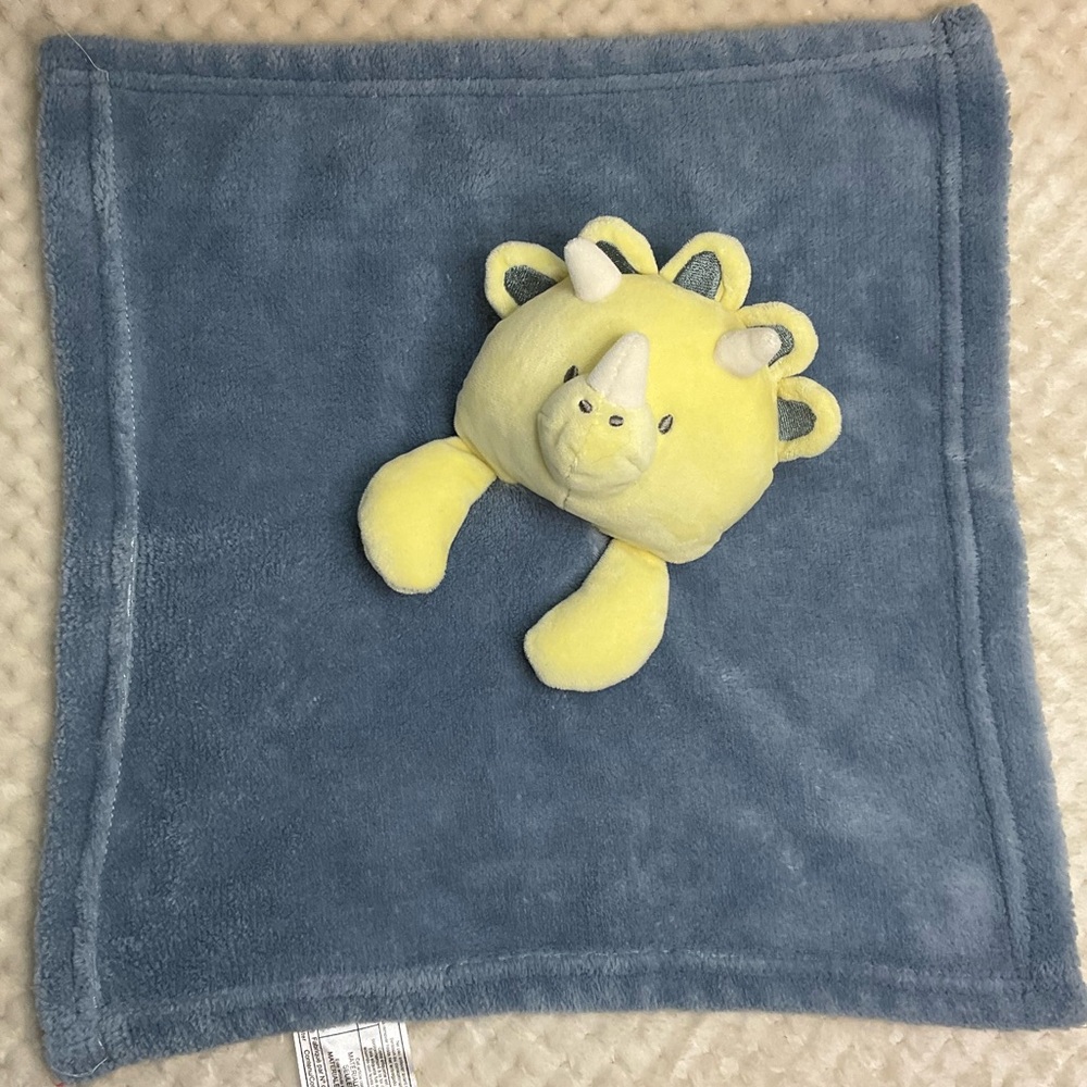 Kyle and Deena New York Plush Dinosaur Lovey Yellow Blue Security Blanket Toy